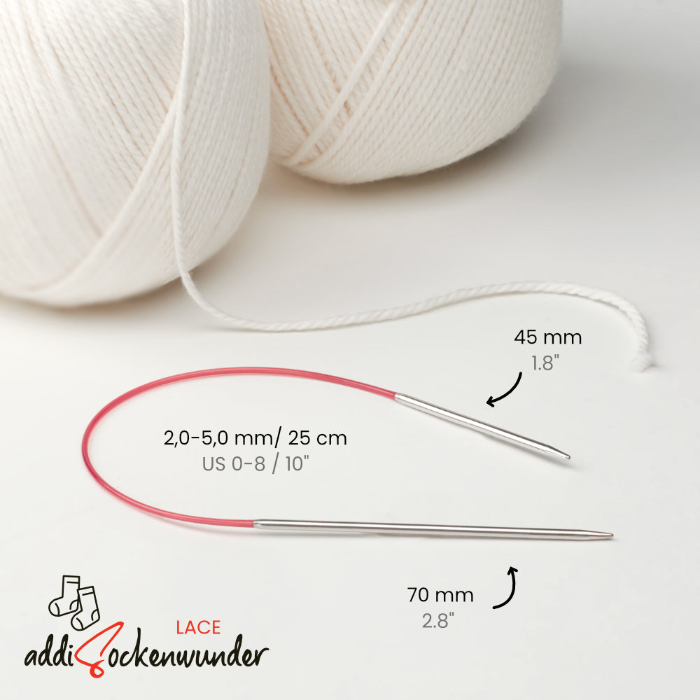 addiSockenwunder Lace Mini-Rundstricknadel - einzeln 25 cm (3 - 5 mm)